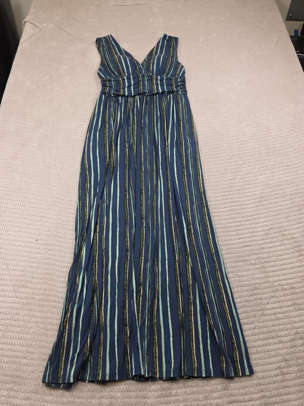 Soma Dress Womens Medium Soft Jersey Striped Sleeveless Maxi Length